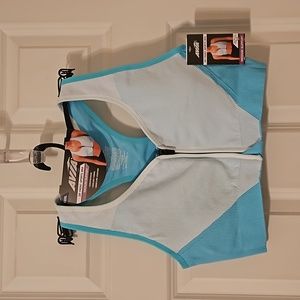 NWT Blue/Teal Avia zip front Racerback sports bra